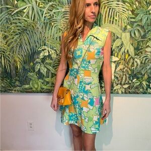 Abstract Print Sleeveless tennis dress